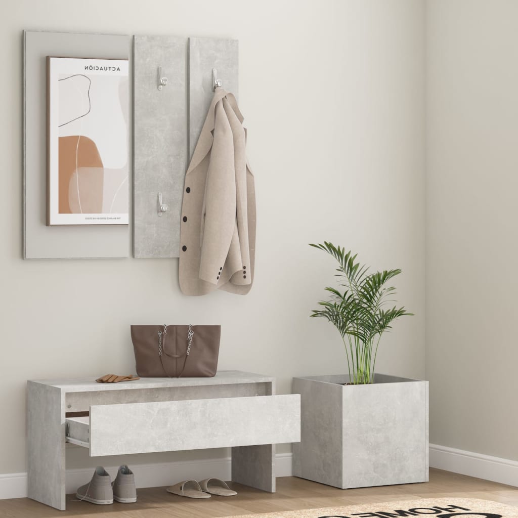Garderobe set bewerkt hout betongrijs is nu te koop bij PeponiXL, paradijselijk wonen!