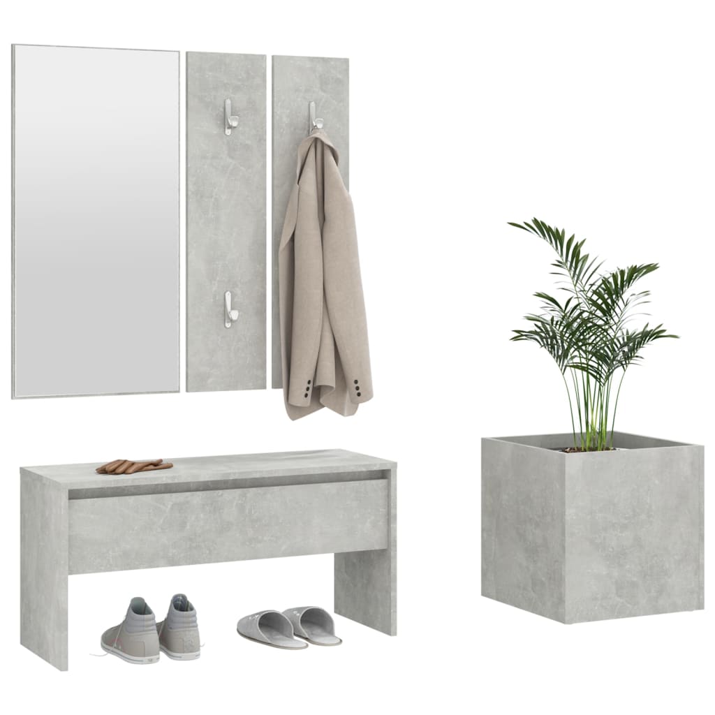 Garderobe set bewerkt hout betongrijs is nu te koop bij PeponiXL, paradijselijk wonen!