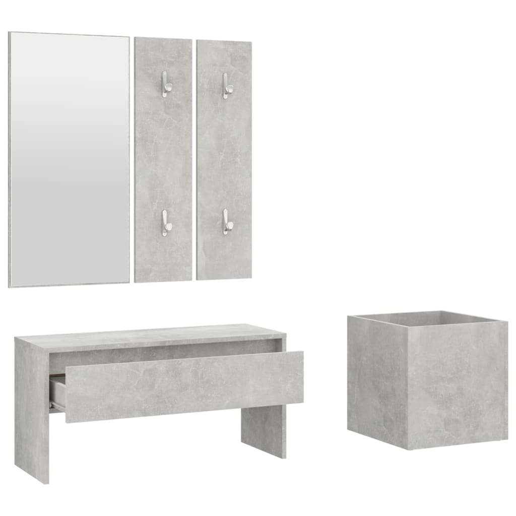 Garderobe set bewerkt hout betongrijs is nu te koop bij PeponiXL, paradijselijk wonen!