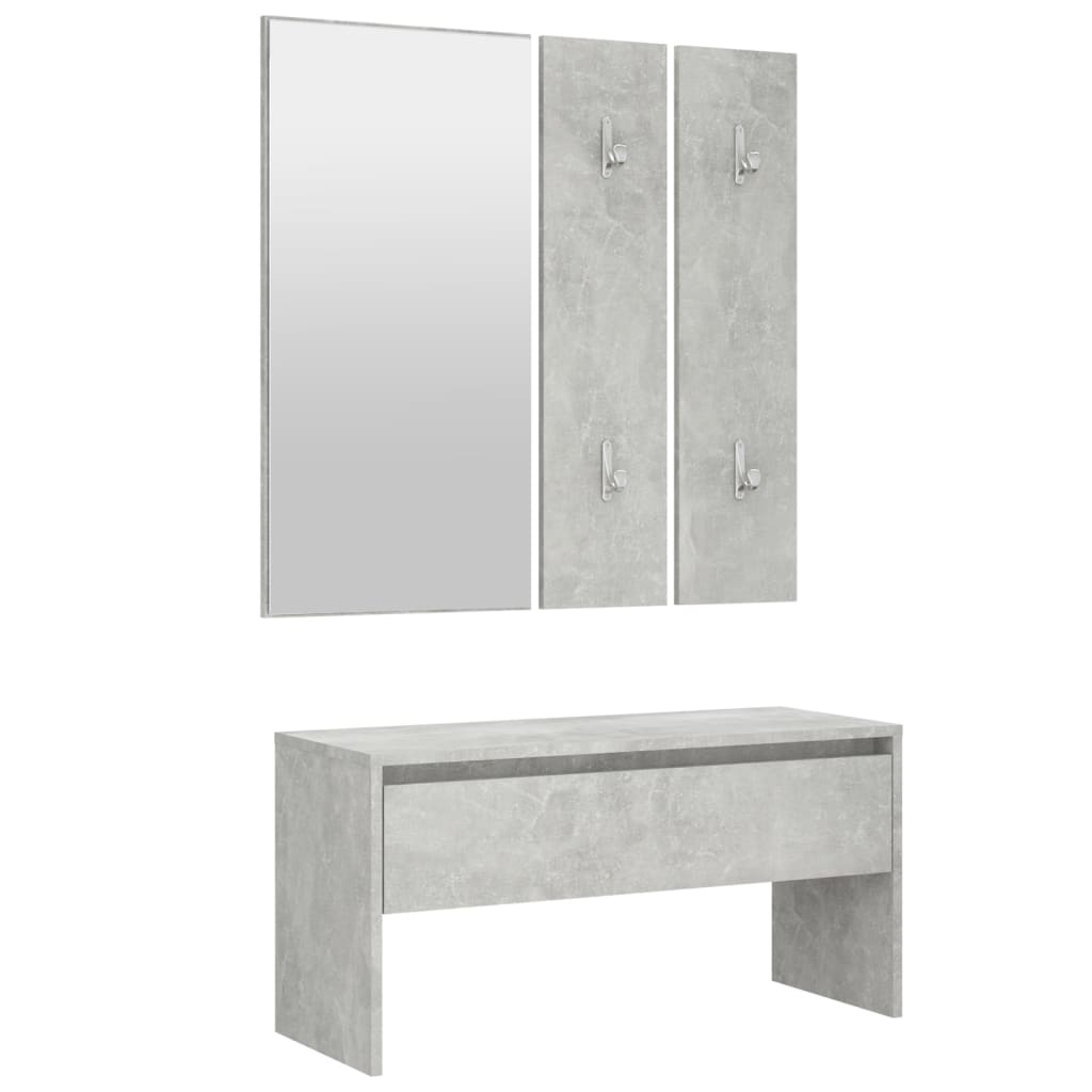 Garderobe set bewerkt hout betongrijs is nu te koop bij PeponiXL, paradijselijk wonen!