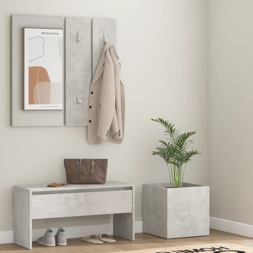 Garderobe set bewerkt hout betongrijs is nu te koop bij PeponiXL, paradijselijk wonen!