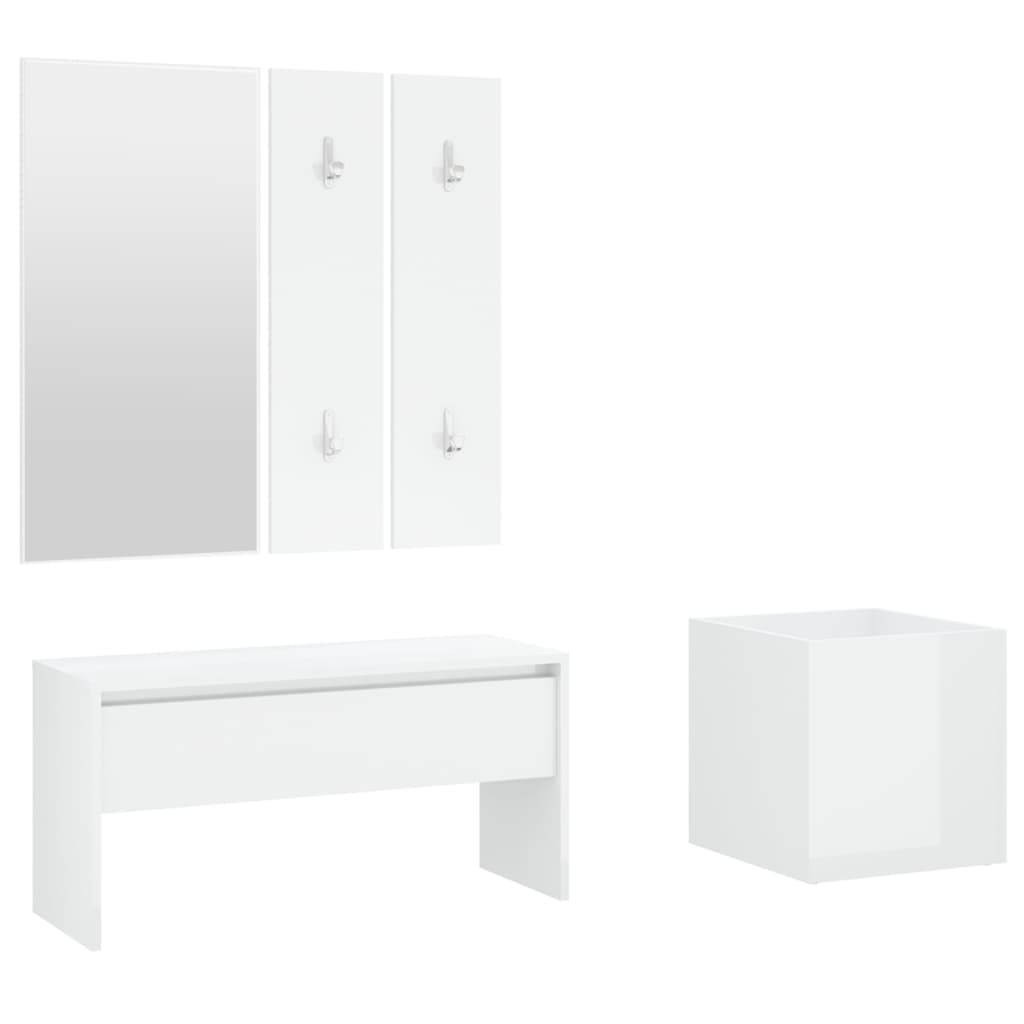 Garderobe set bewerkt hout hoogglans wit is nu te koop bij PeponiXL, paradijselijk wonen!