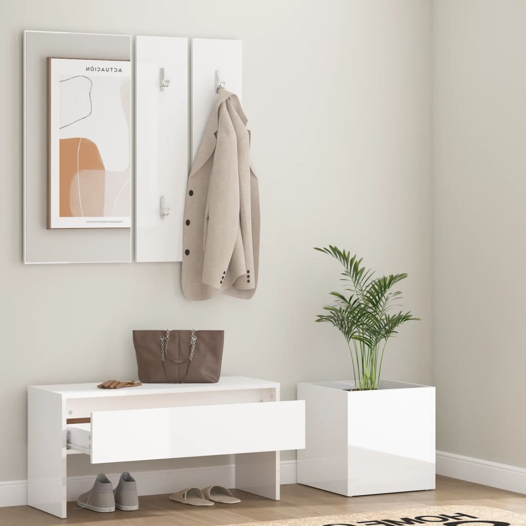 Garderobe set bewerkt hout hoogglans wit is nu te koop bij PeponiXL, paradijselijk wonen!