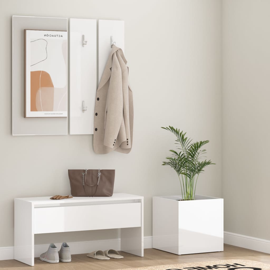 Garderobe set bewerkt hout hoogglans wit is nu te koop bij PeponiXL, paradijselijk wonen!