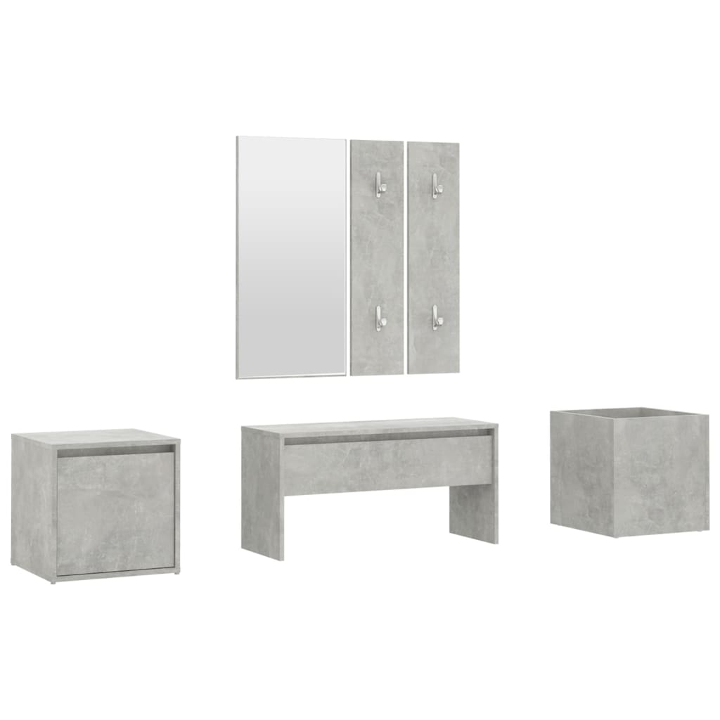 Garderobe set bewerkt hout betongrijs is nu te koop bij PeponiXL, paradijselijk wonen!