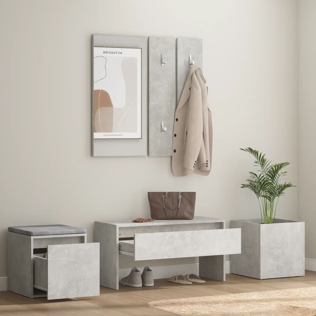 Garderobe set bewerkt hout betongrijs is nu te koop bij PeponiXL, paradijselijk wonen!