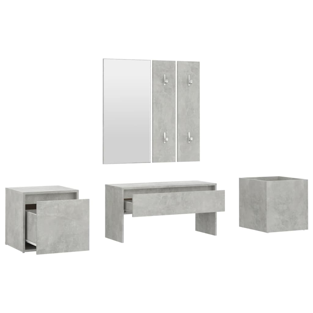 Garderobe set bewerkt hout betongrijs is nu te koop bij PeponiXL, paradijselijk wonen!