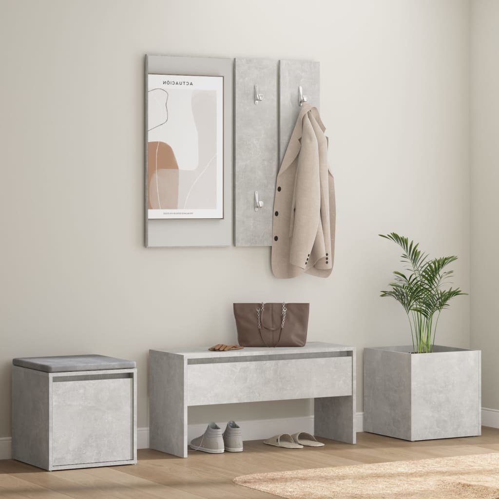 Garderobe set bewerkt hout betongrijs is nu te koop bij PeponiXL, paradijselijk wonen!