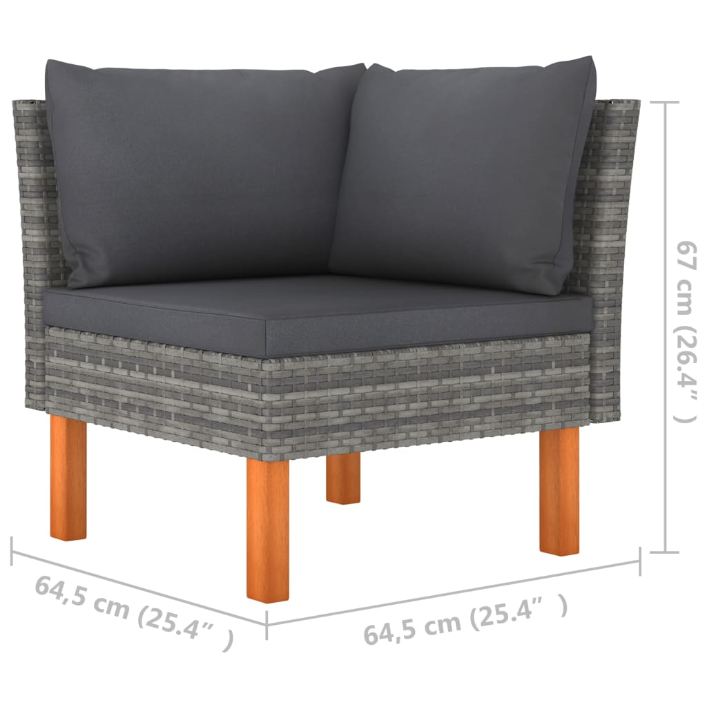 7-delige Loungeset poly rattan en eucalyptushout grijs is nu te koop bij PeponiXL, paradijselijk wonen!