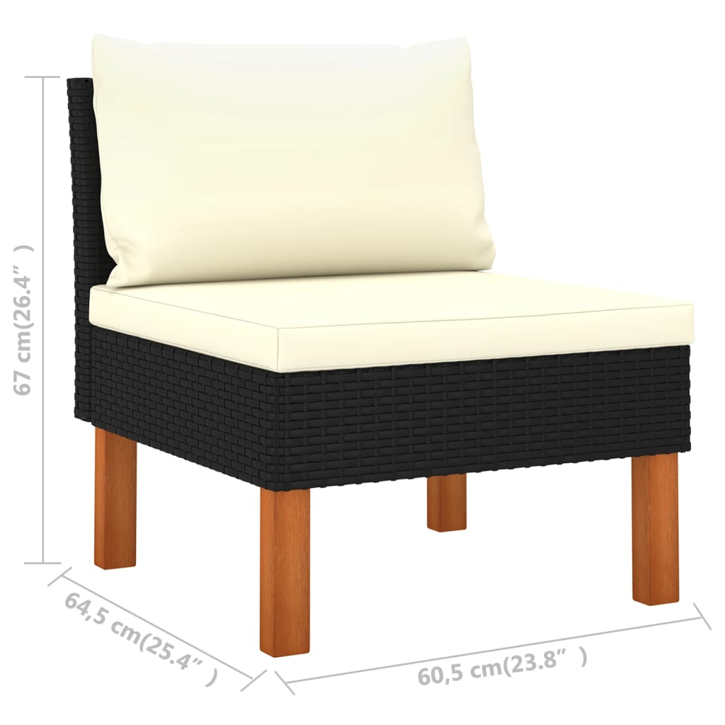 7-delige Loungeset poly rattan en eucalyptushout zwart is nu te koop bij PeponiXL, paradijselijk wonen!