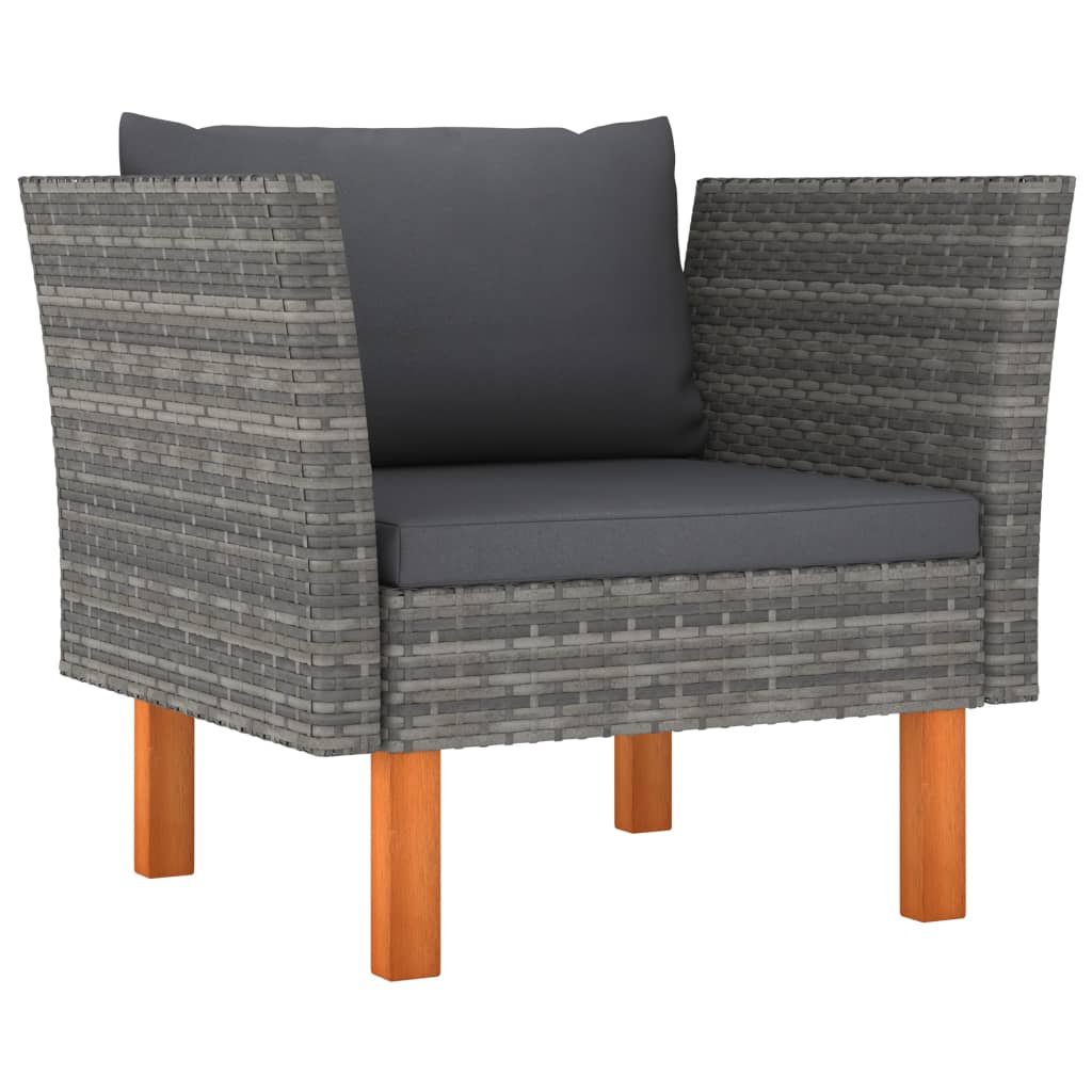 6-delige Loungeset poly rattan en eucalyptushout grijs is nu te koop bij PeponiXL, paradijselijk wonen!