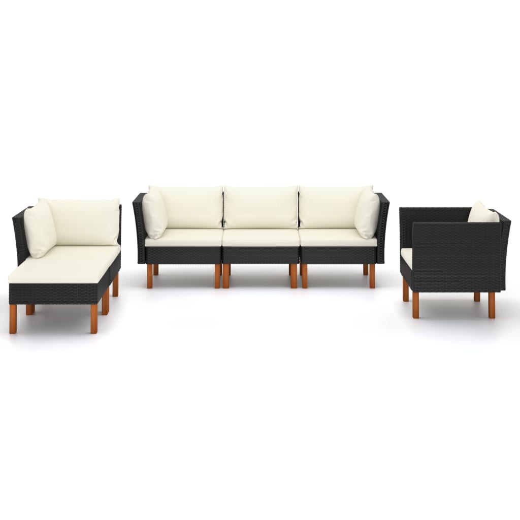 6-delige Loungeset poly rattan en eucalyptushout zwart is nu te koop bij PeponiXL, paradijselijk wonen!