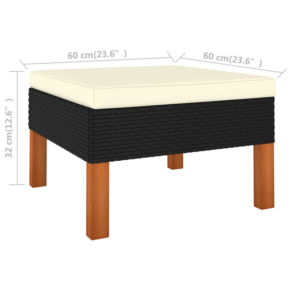 6-delige Loungeset poly rattan en eucalyptushout zwart is nu te koop bij PeponiXL, paradijselijk wonen!