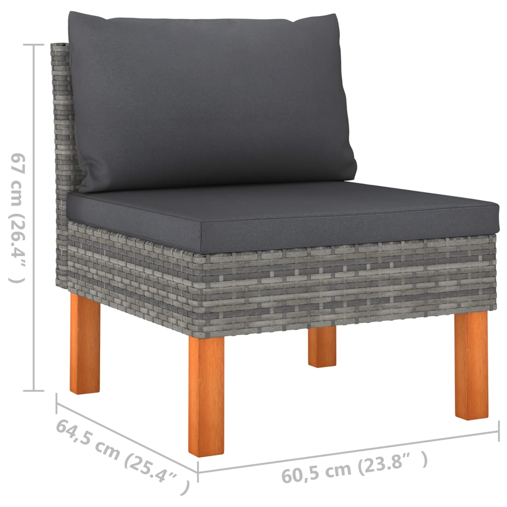 8-delige Loungeset poly rattan en eucalyptushout grijs is nu te koop bij PeponiXL, paradijselijk wonen!