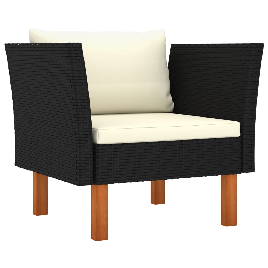 8-delige Loungeset poly rattan en eucalyptushout zwart is nu te koop bij PeponiXL, paradijselijk wonen!