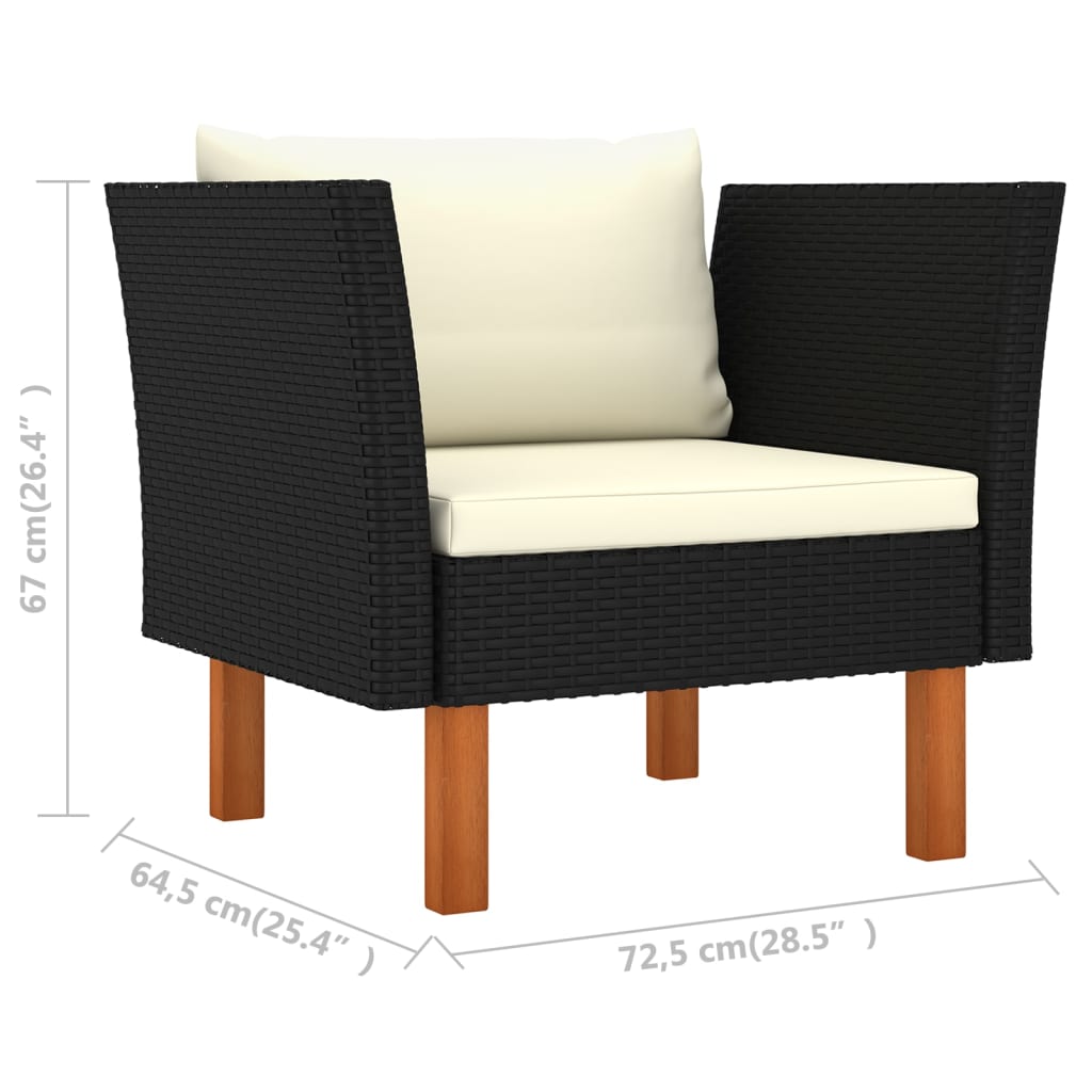 8-delige Loungeset poly rattan en eucalyptushout zwart is nu te koop bij PeponiXL, paradijselijk wonen!