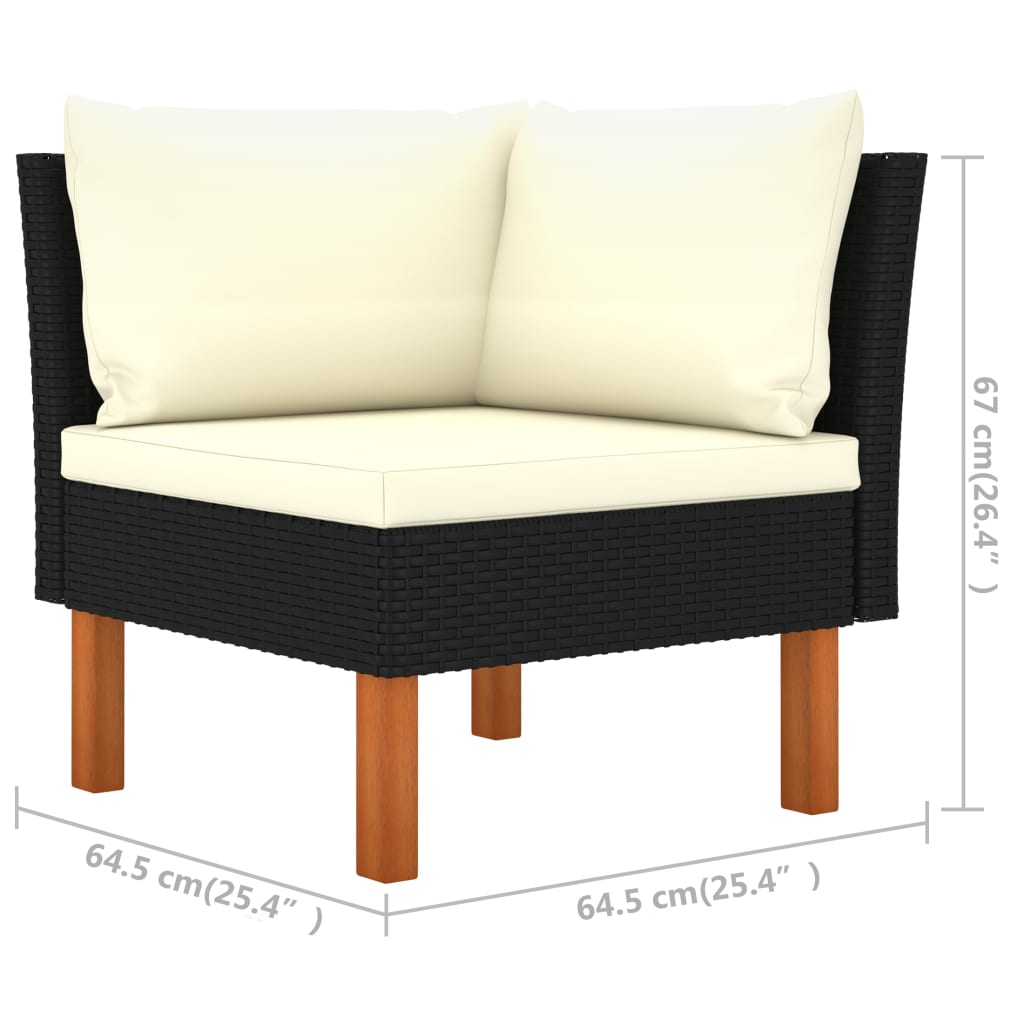 9-delige Loungeset poly rattan en eucalyptushout zwart is nu te koop bij PeponiXL, paradijselijk wonen!