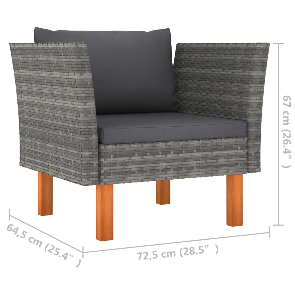 10-delige Loungeset poly rattan en eucalyptushout grijs is nu te koop bij PeponiXL, paradijselijk wonen!