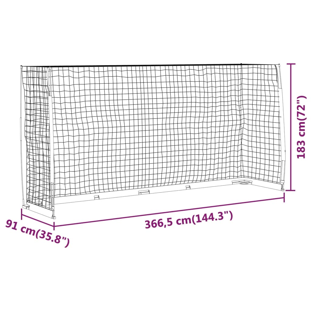 Voetbaldoel 366,5x91x183 cm staal is nu te koop bij PeponiXL, paradijselijk wonen!