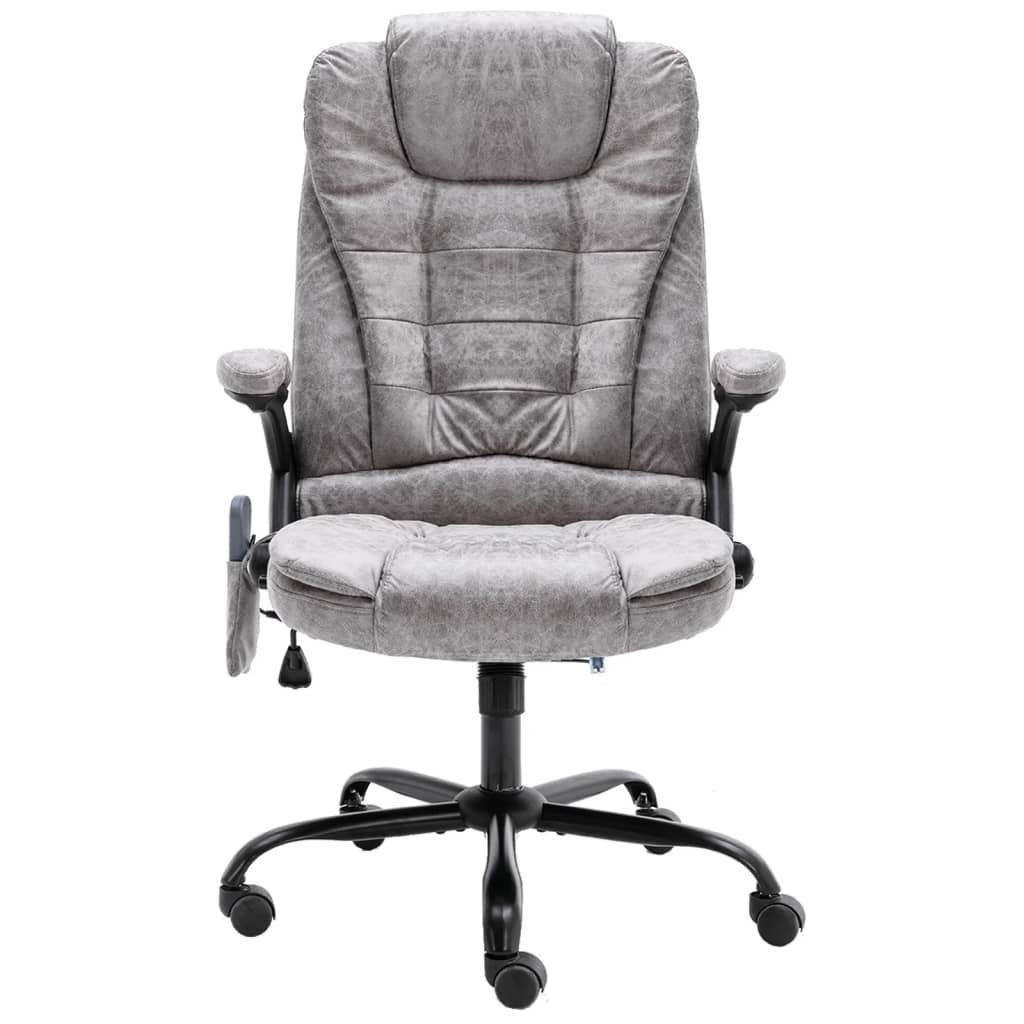 Massagekantoorstoel kunstsuède lichtgrijs is nu te koop bij PeponiXL, paradijselijk wonen!
