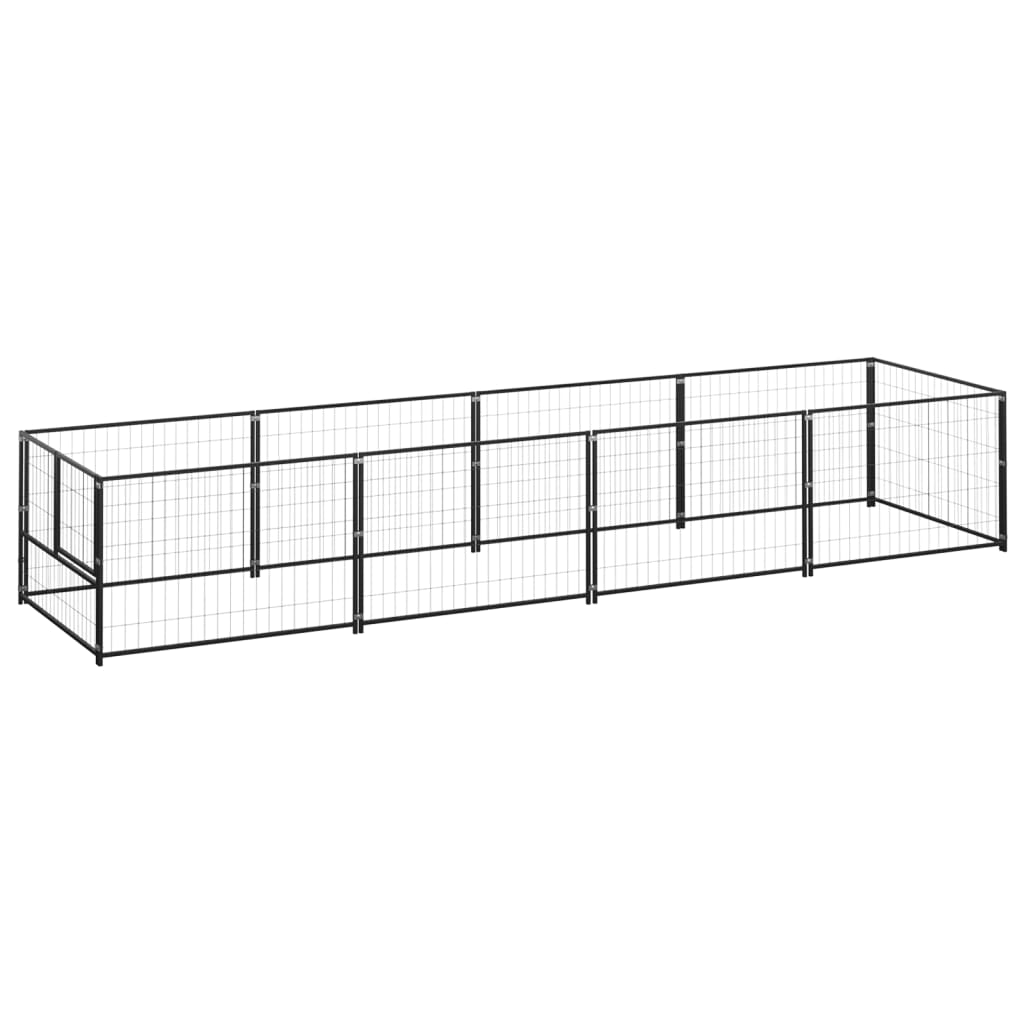Hondenkennel 4 m² staal zwart is nu te koop bij PeponiXL, paradijselijk wonen!