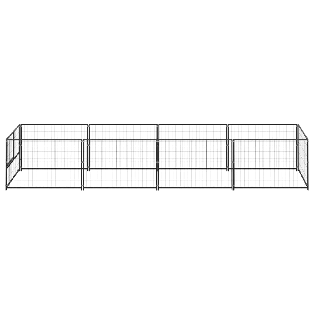 Hondenkennel 4 m² staal zwart is nu te koop bij PeponiXL, paradijselijk wonen!