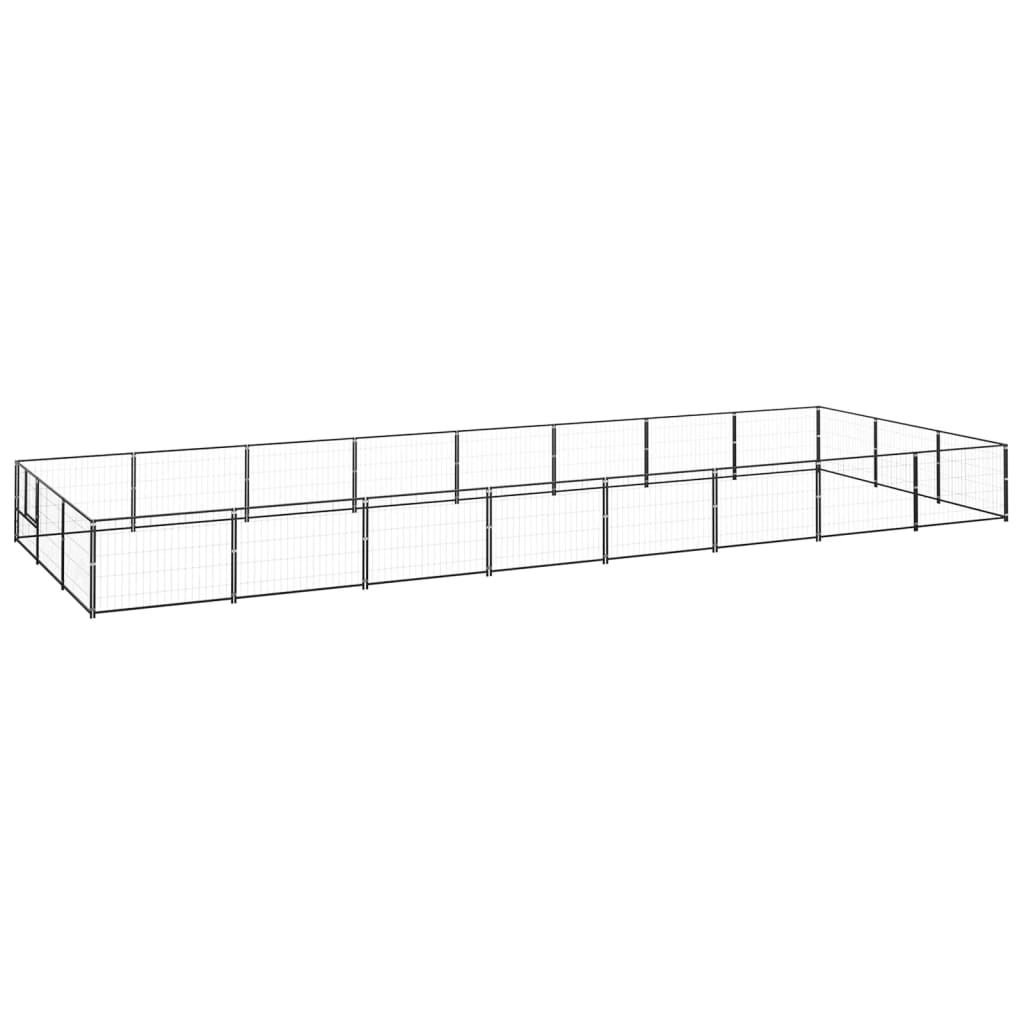 Hondenkennel 24 m² staal zwart is nu te koop bij PeponiXL, paradijselijk wonen!