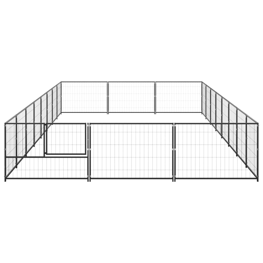 Hondenkennel 24 m² staal zwart is nu te koop bij PeponiXL, paradijselijk wonen!