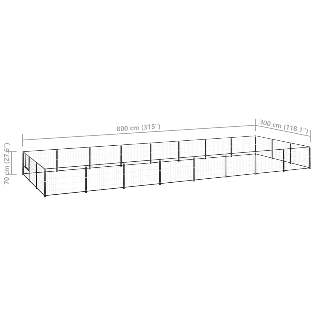 Hondenkennel 24 m² staal zwart is nu te koop bij PeponiXL, paradijselijk wonen!