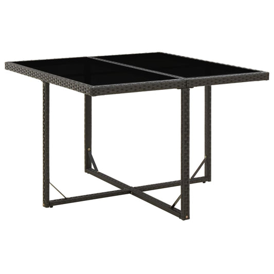 Tuintafel 109x107x74 cm poly rattan en glas zwart is nu te koop bij PeponiXL, paradijselijk wonen!