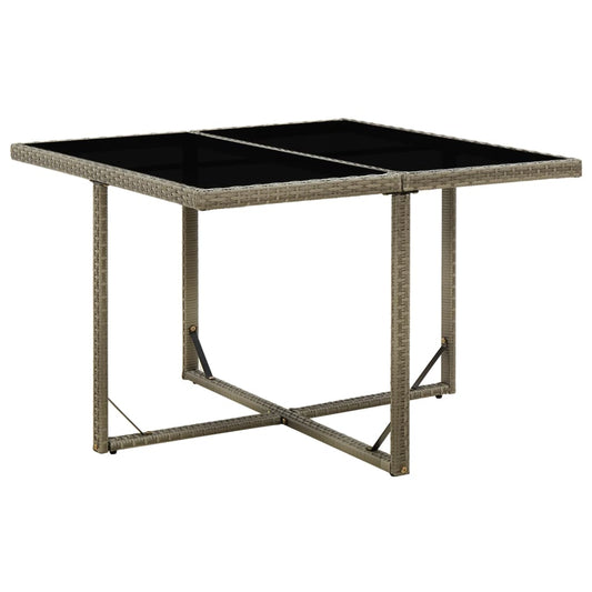 Tuintafel 109x107x74 cm poly rattan en glas grijs is nu te koop bij PeponiXL, paradijselijk wonen!