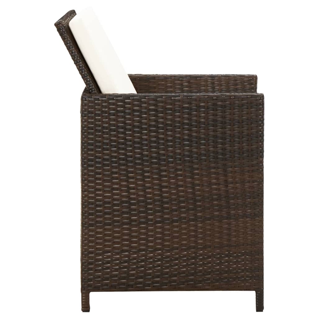 Tuinstoelen 4 st met kussens poly rattan bruin is nu te koop bij PeponiXL, paradijselijk wonen!