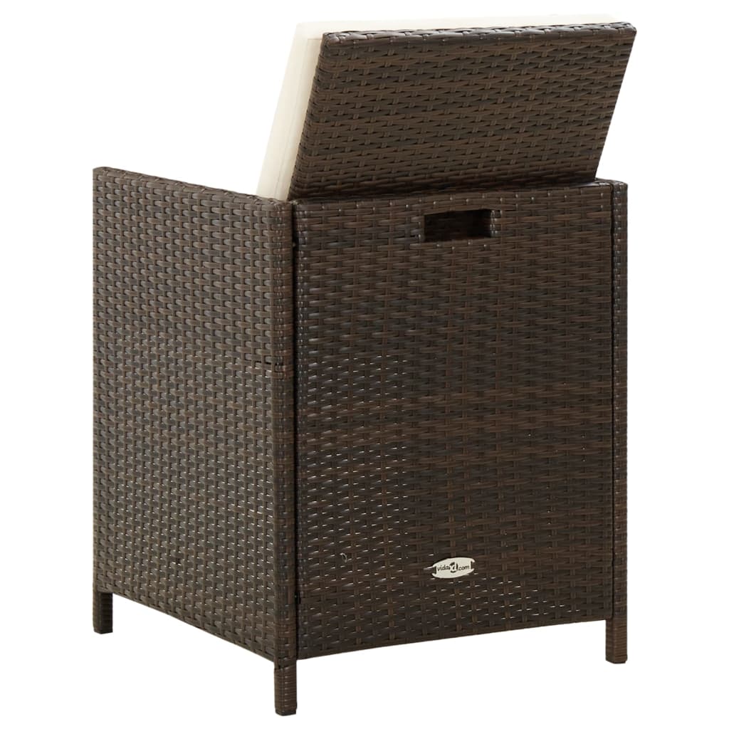 Tuinstoelen 4 st met kussens poly rattan bruin is nu te koop bij PeponiXL, paradijselijk wonen!