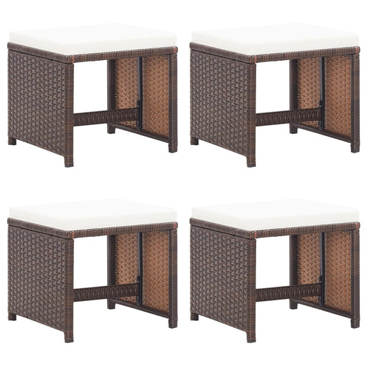 Tuinkrukken 4 st met kussens poly rattan bruin is nu te koop bij PeponiXL, paradijselijk wonen!