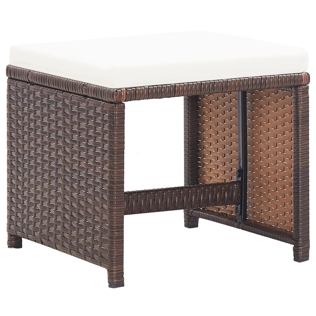 Tuinkrukken 4 st met kussens poly rattan bruin is nu te koop bij PeponiXL, paradijselijk wonen!