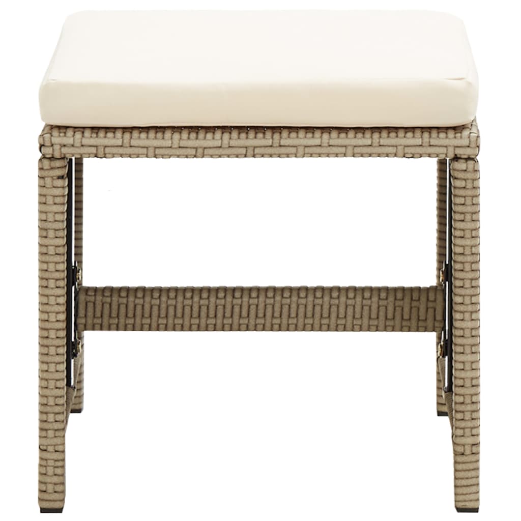 Tuinstoelen 2 st met voetenbanken poly rattan beige is nu te koop bij PeponiXL, paradijselijk wonen!