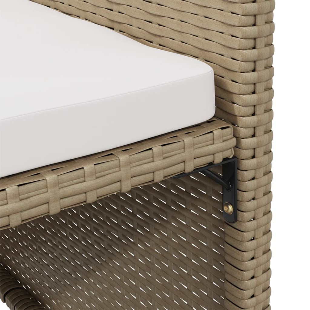 Tuinstoelen 2 st met voetenbanken poly rattan beige is nu te koop bij PeponiXL, paradijselijk wonen!