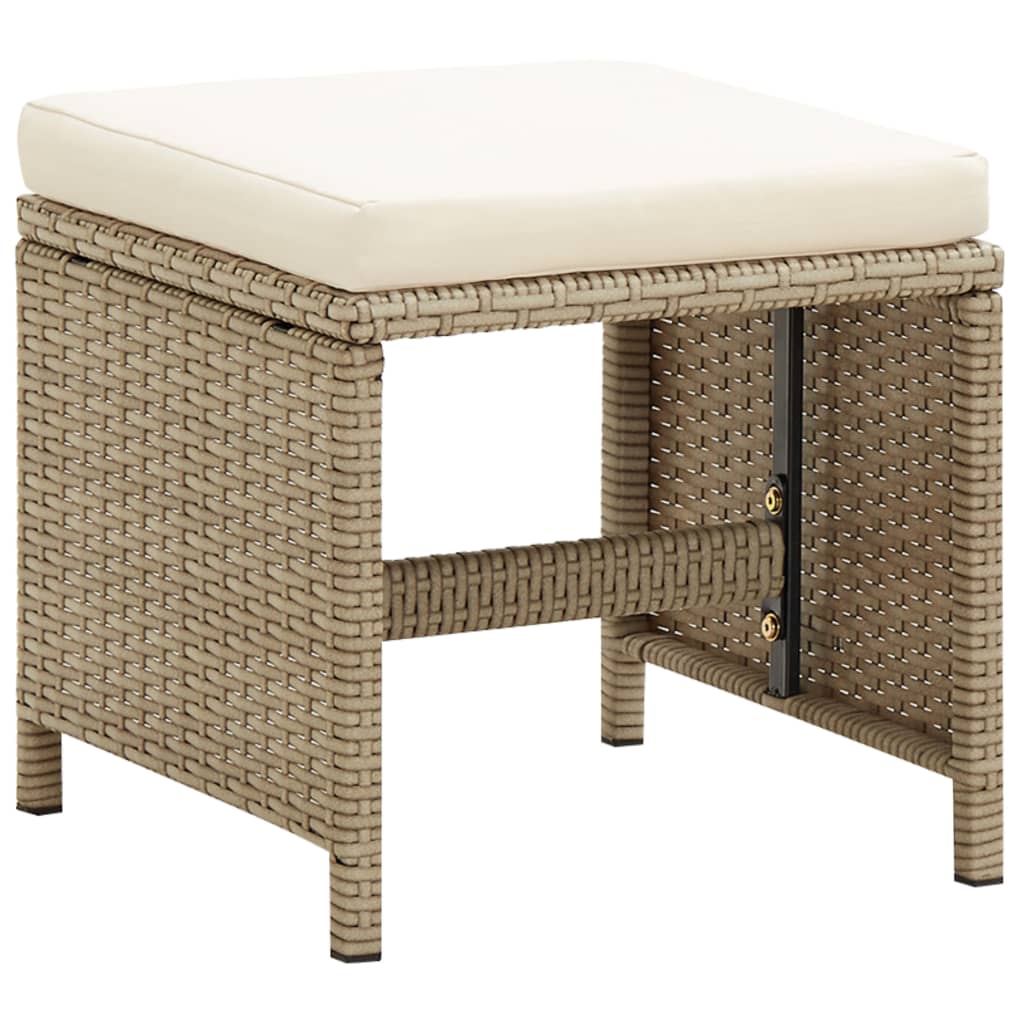 Tuinstoelen 2 st met voetenbanken poly rattan beige is nu te koop bij PeponiXL, paradijselijk wonen!