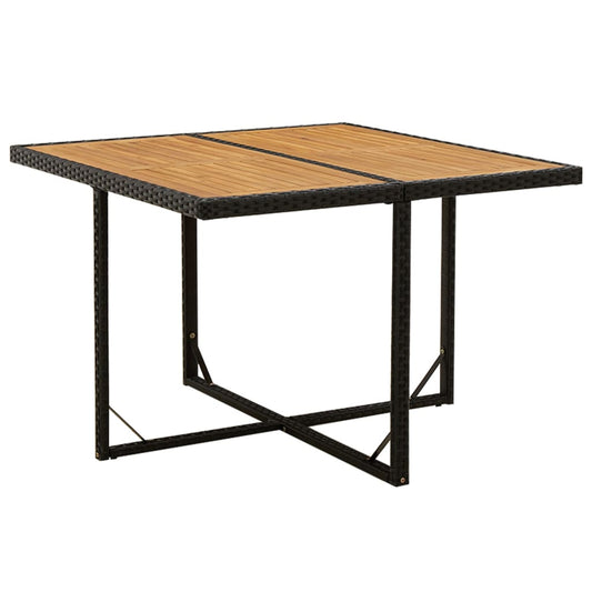 Tuintafel 109x107x74 cm poly rattan en massief acaciahout zwart is nu te koop bij PeponiXL, paradijselijk wonen!