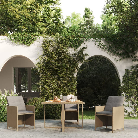 Tuintafel 109x107x74 cm poly rattan en massief acaciahout beige is nu te koop bij PeponiXL, paradijselijk wonen!