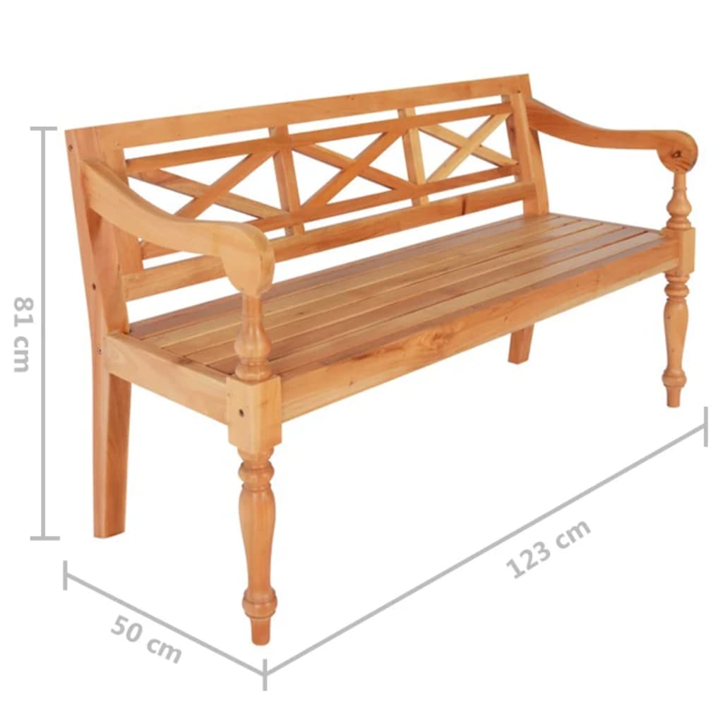 Bank Batavia 123 cm massief mahoniehout lichtbruin is nu te koop bij PeponiXL, paradijselijk wonen!