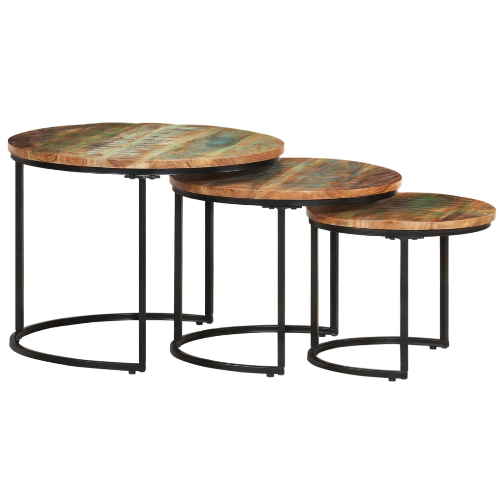 3-delige Tafeltjesset massief gerecycled hout is nu te koop bij PeponiXL, paradijselijk wonen!