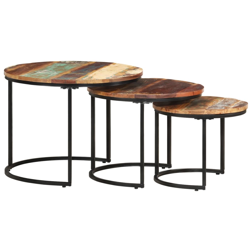3-delige Tafeltjesset massief gerecycled hout is nu te koop bij PeponiXL, paradijselijk wonen!