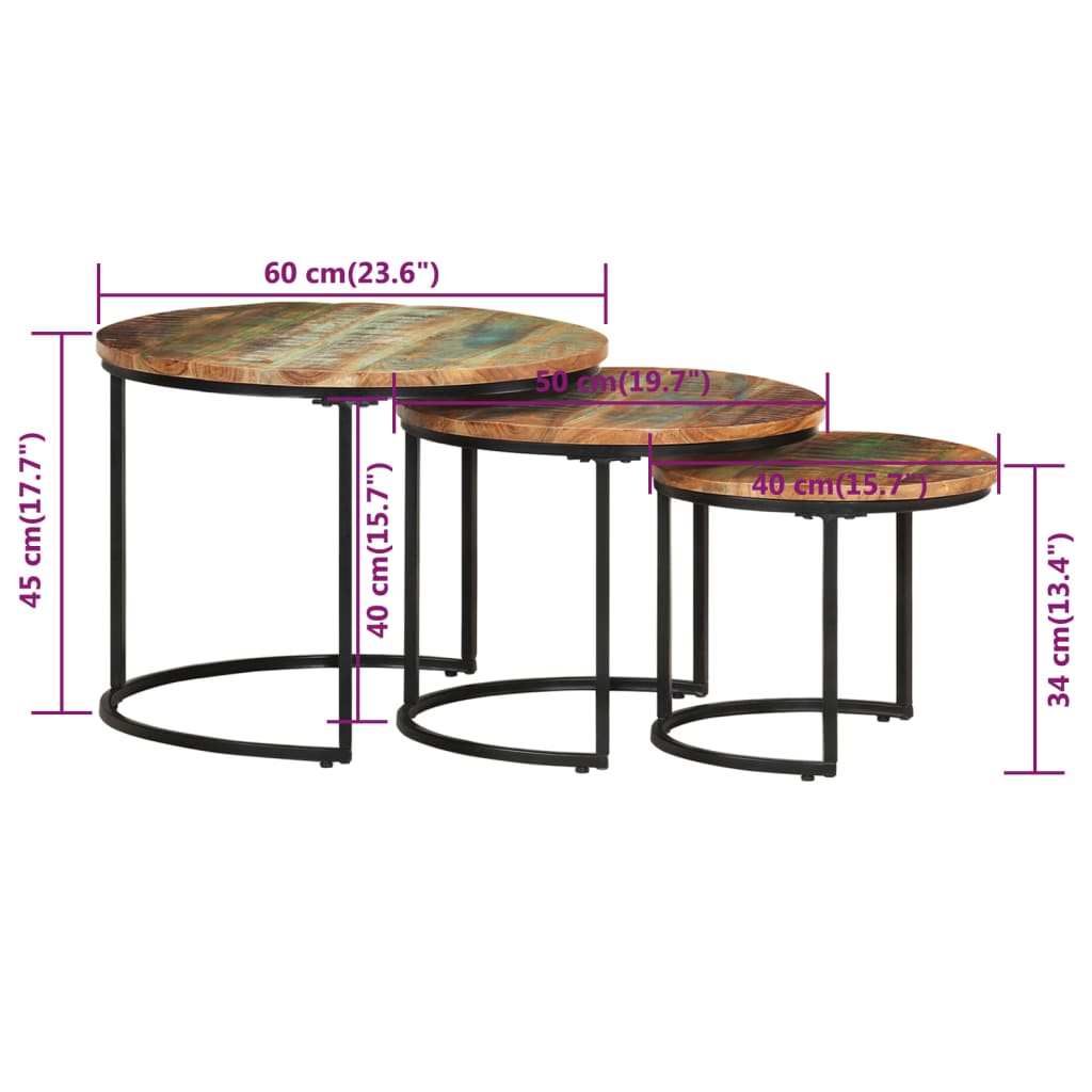 3-delige Tafeltjesset massief gerecycled hout is nu te koop bij PeponiXL, paradijselijk wonen!