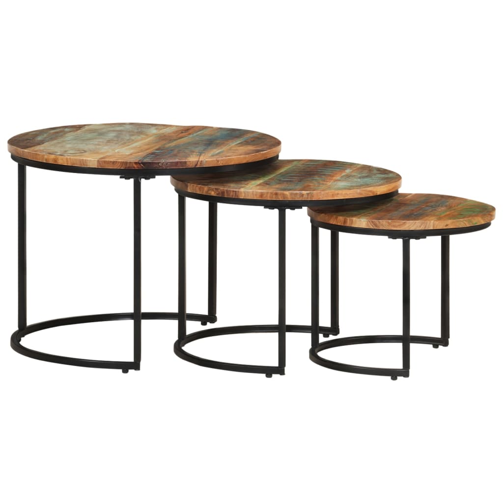 3-delige Tafeltjesset massief gerecycled hout is nu te koop bij PeponiXL, paradijselijk wonen!