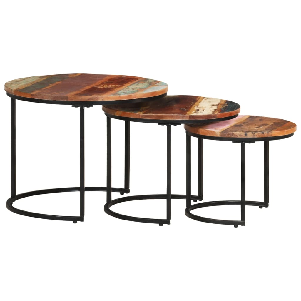 3-delige Tafeltjesset massief gerecycled hout is nu te koop bij PeponiXL, paradijselijk wonen!