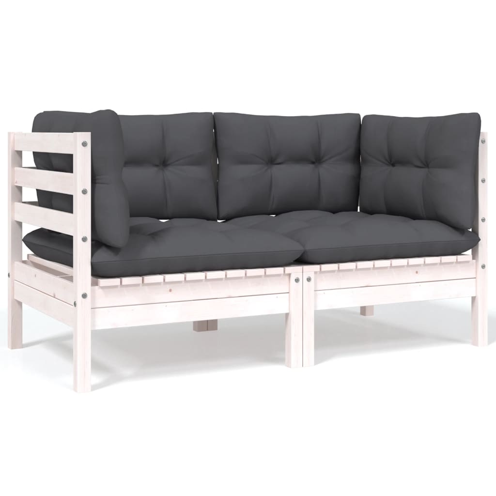 Tuinbank 2-zits met kussens massief grenenhout wit is nu te koop bij PeponiXL, paradijselijk wonen!