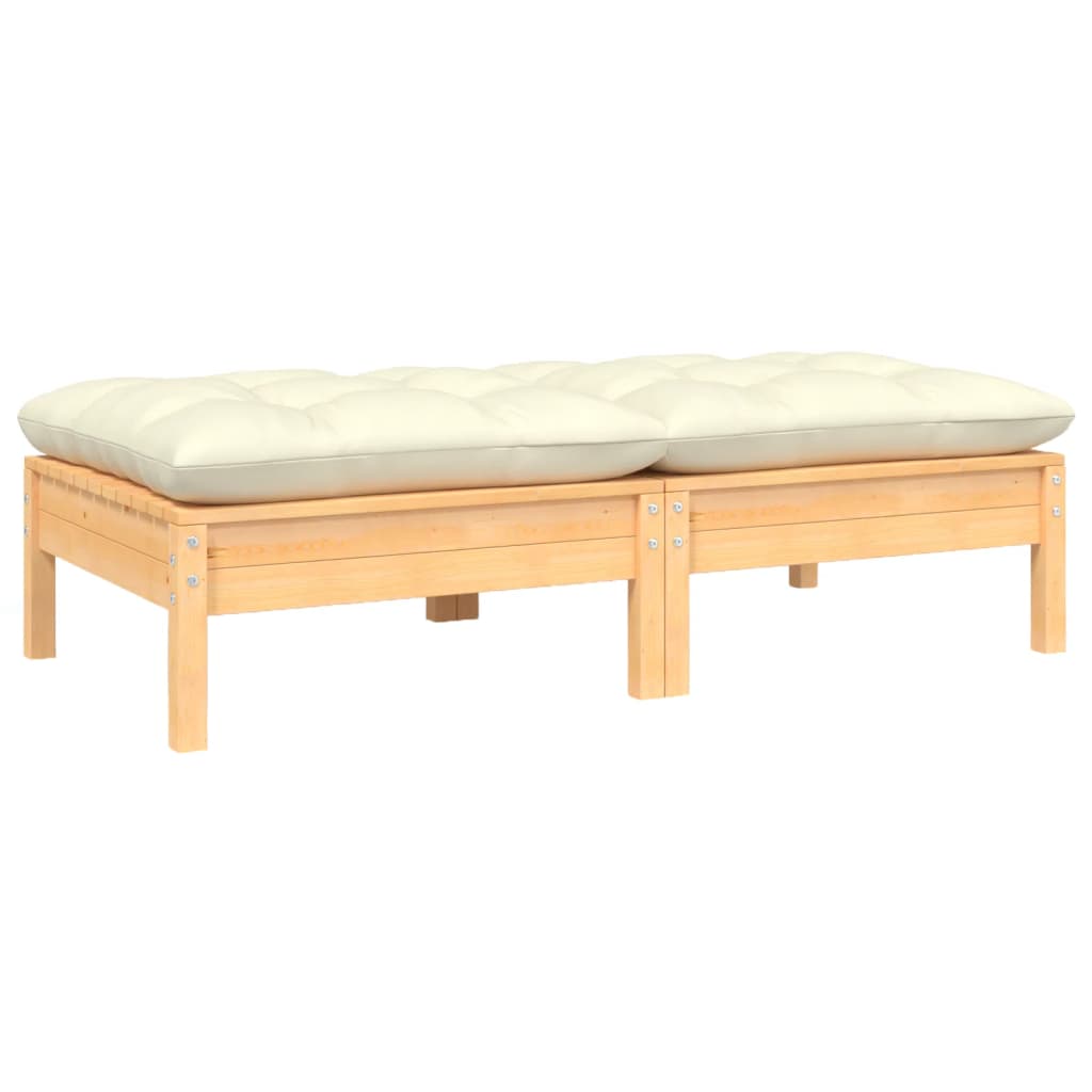 Tuinbank 2-zits met crèmekleurige kussens massief grenenhout is nu te koop bij PeponiXL, paradijselijk wonen!