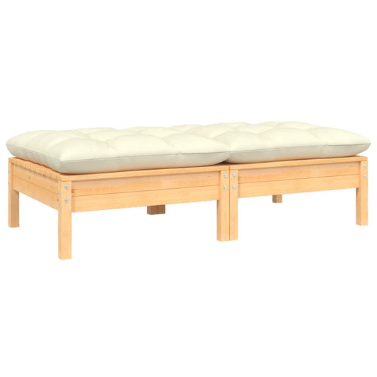 Tuinbank 2-zits met crèmekleurige kussens massief grenenhout is nu te koop bij PeponiXL, paradijselijk wonen!
