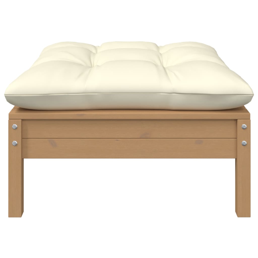 Tuinbank 2-zits met crèmekleurige kussens massief grenenhout is nu te koop bij PeponiXL, paradijselijk wonen!
